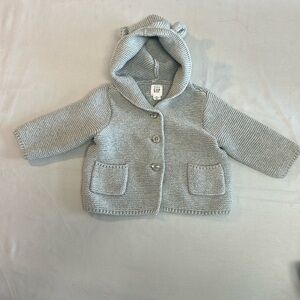 GAP - Brannan baby bear long sleeve knit hooded button cardigan sweater.